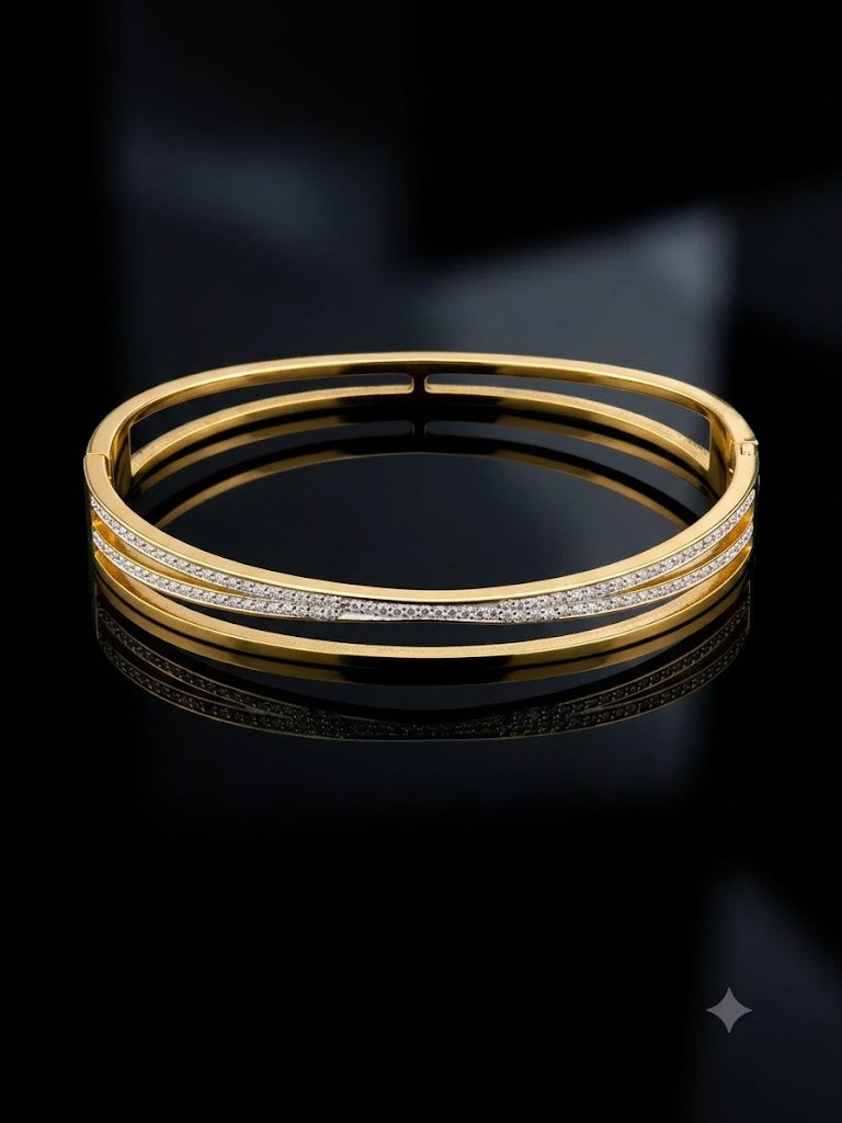 Luxe Infinity Crystal Gold Cuff Bracelet
