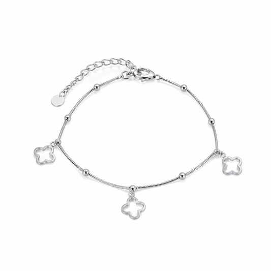 Noir Clover Chain Bracelet – Silver Edition