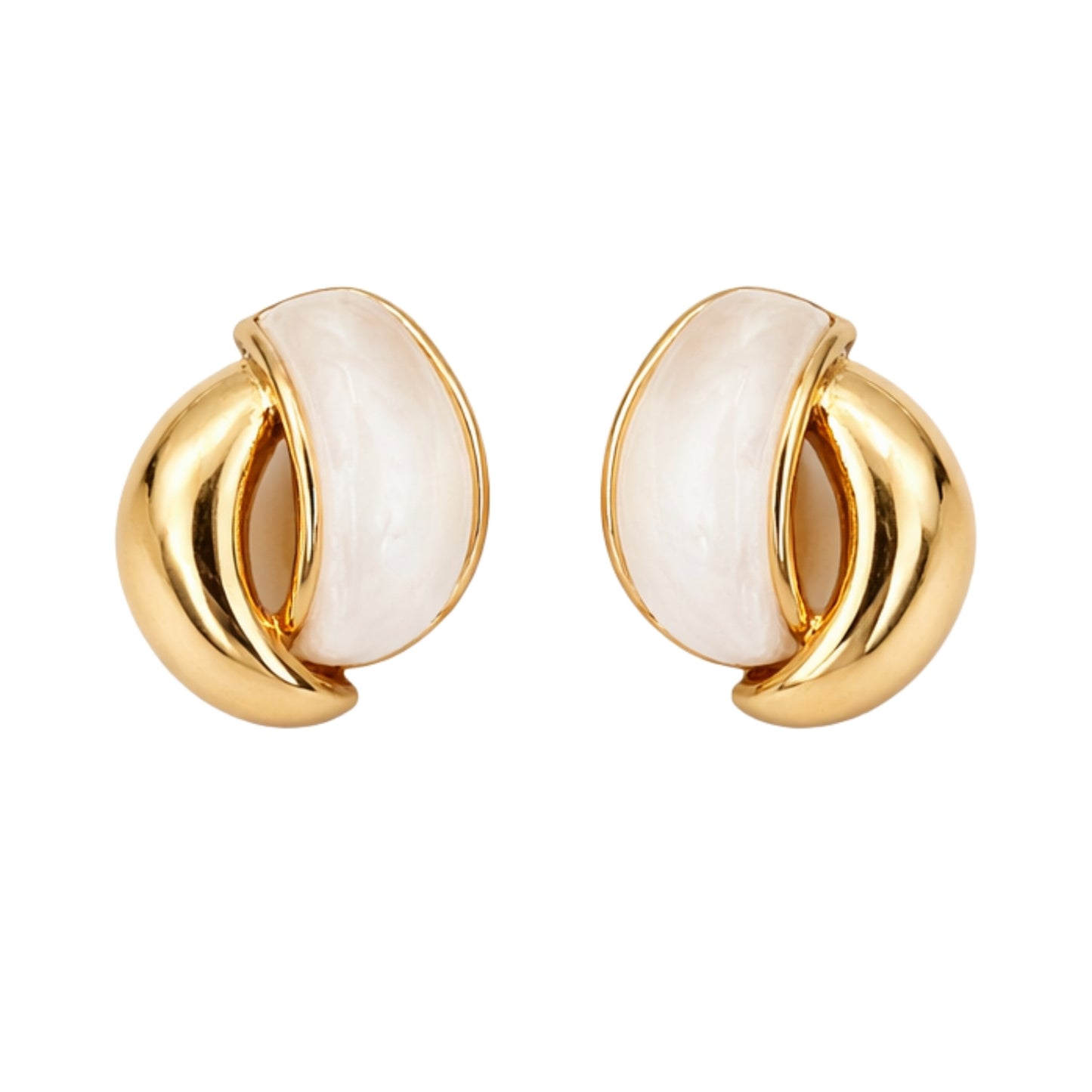 Ivory Gold Sculpted Stud Earrings