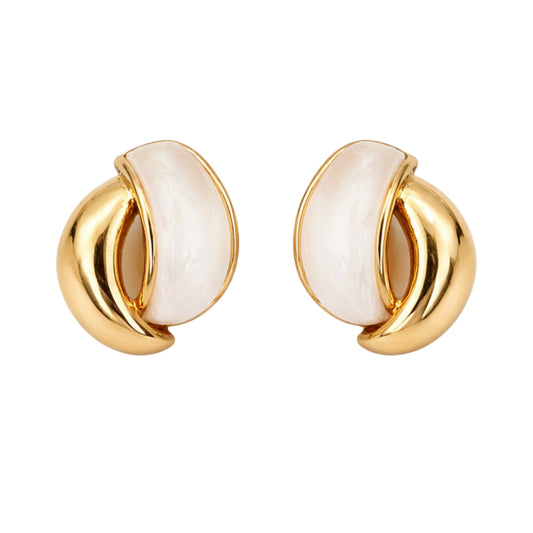 Ivory Gold Sculpted Stud Earrings