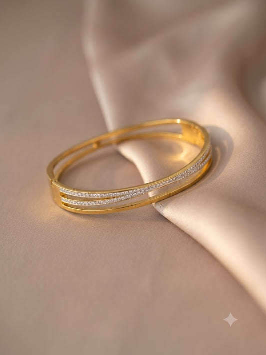 Luxe Infinity Crystal Gold Cuff Bracelet