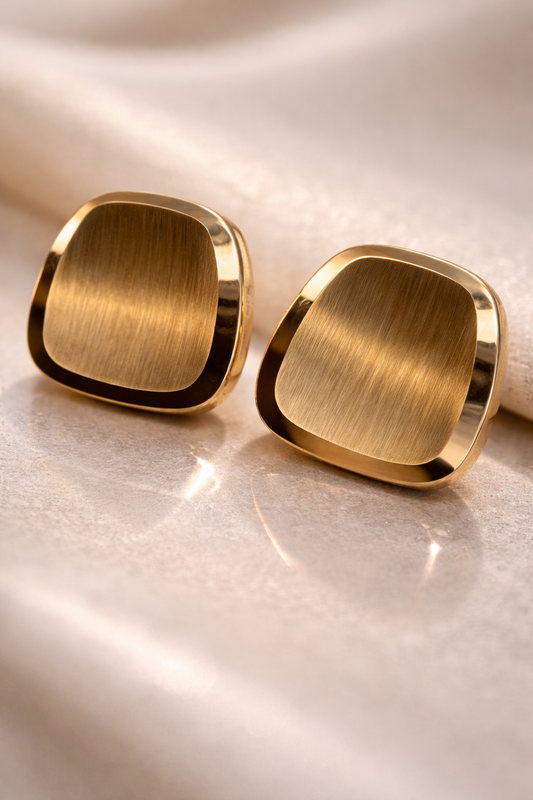 Brushed Gold Statement Studs