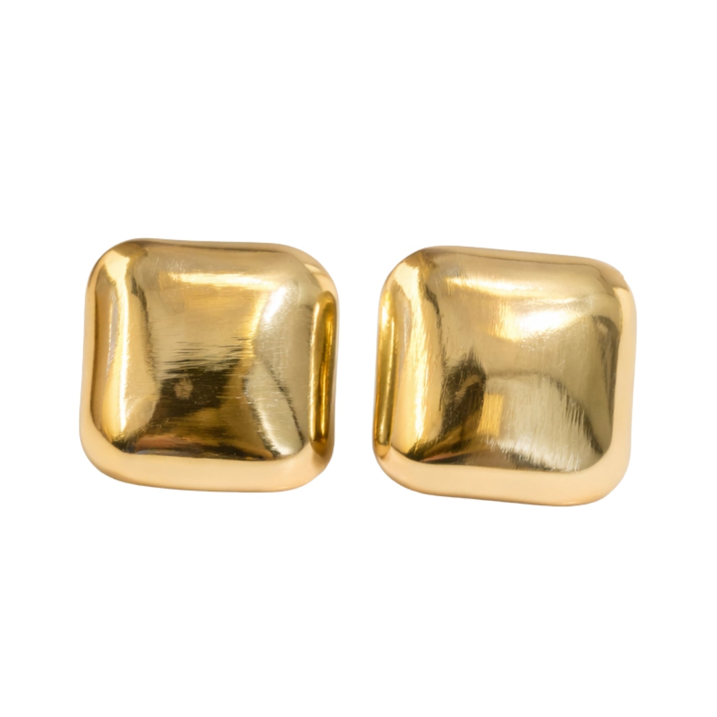 Luxe Gold Cushion Stud Earrings