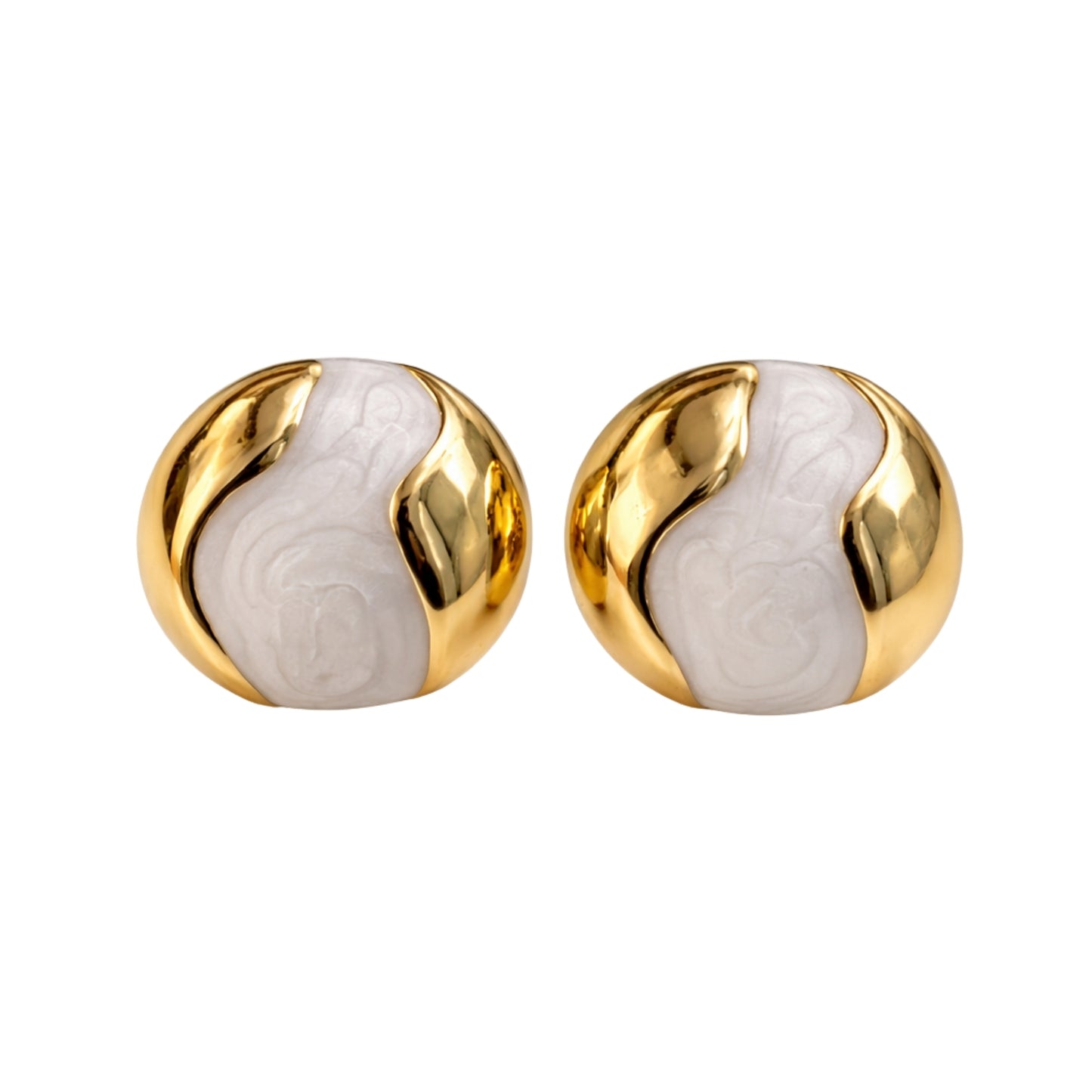 Marble Gold Dome Stud Earrings