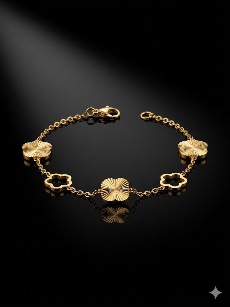 Textured Clover Gold Bracelet