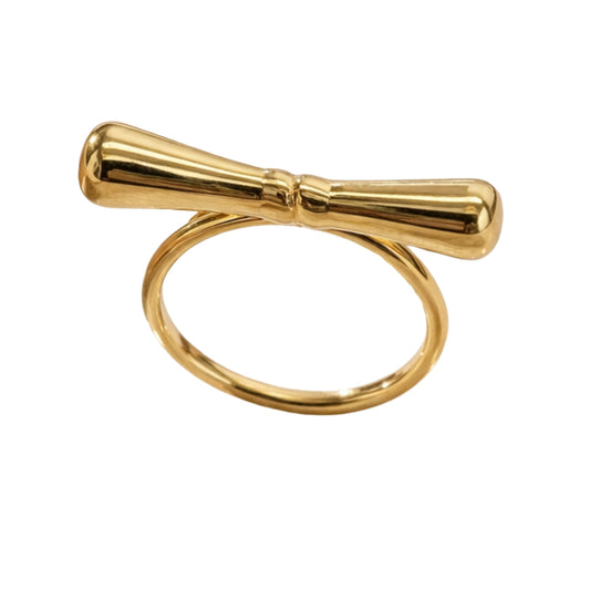 Minimal Bar Gold-Tone Sculpted Statement Ring