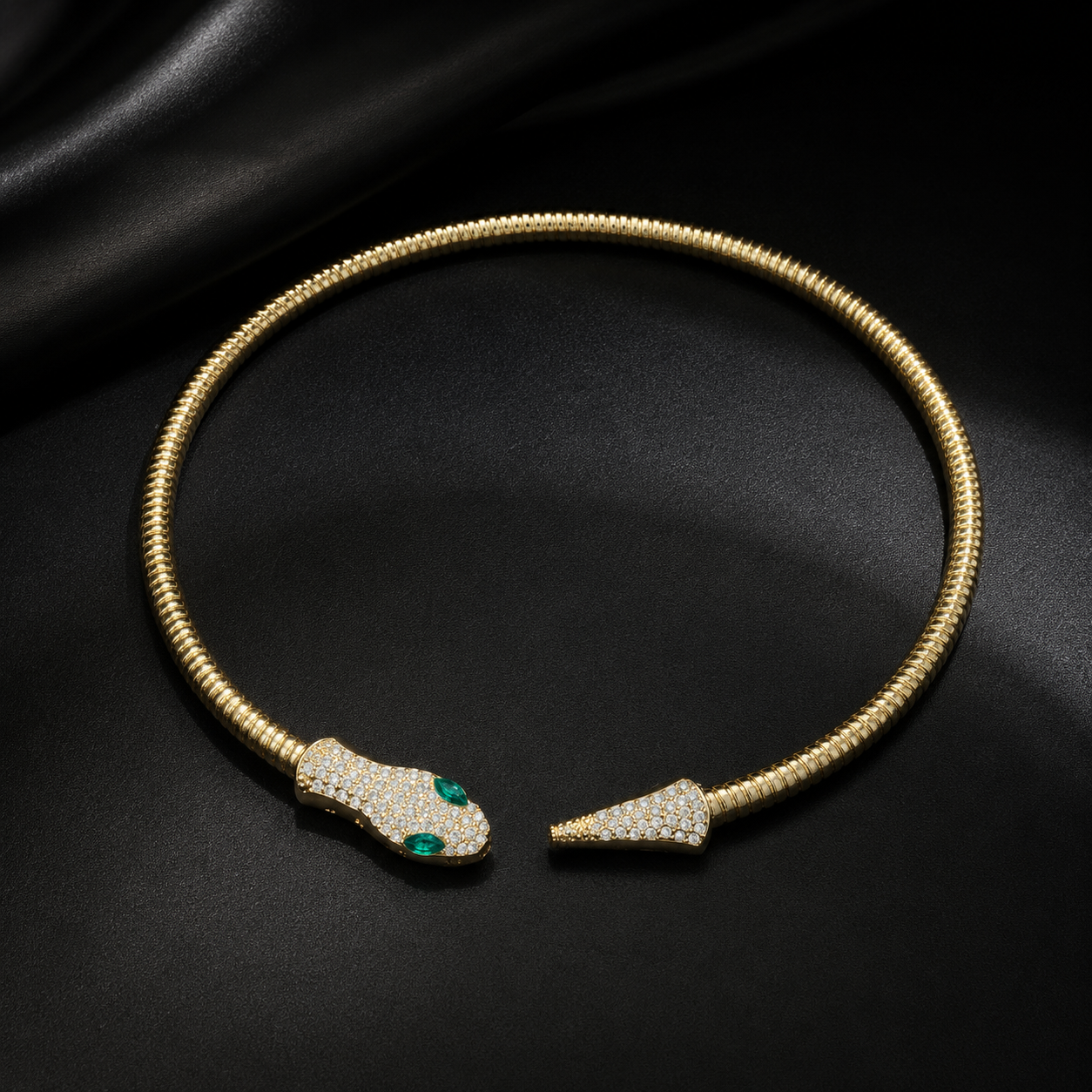 Serpentine Emerald Crystal Collar Necklace