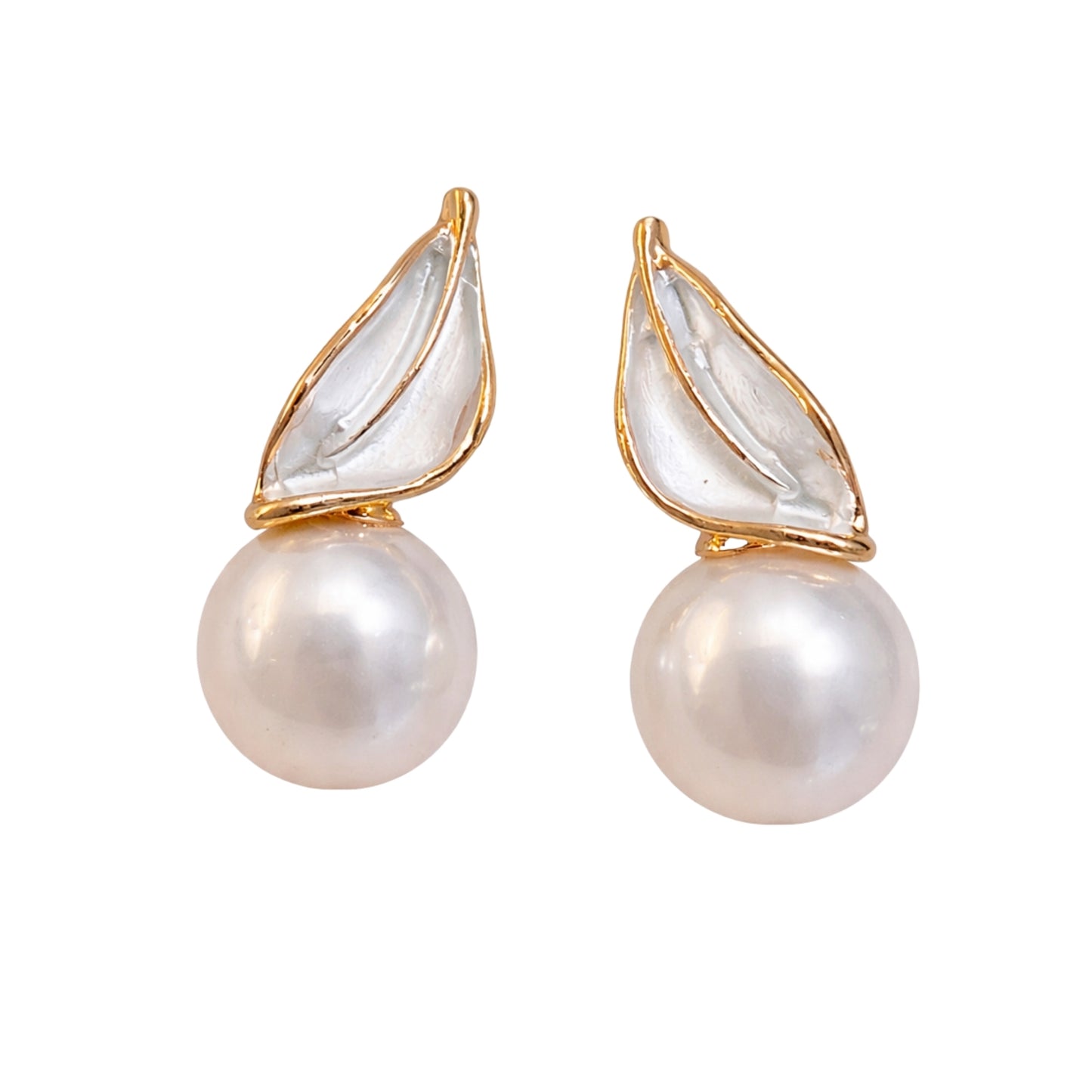 Pearl Drop Leaf Earrings