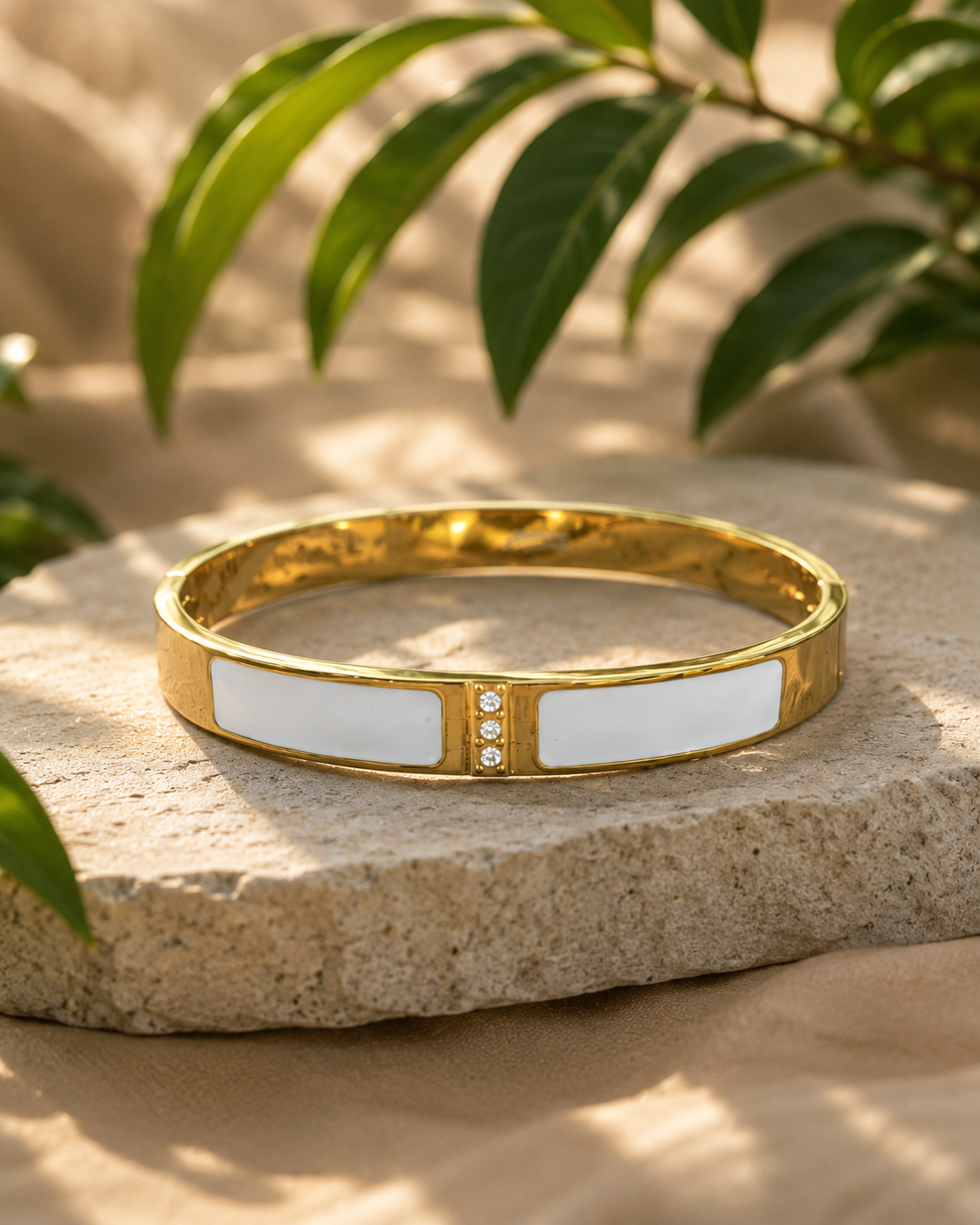 Ivory Grace Gold-Tone Bangle Bracelet