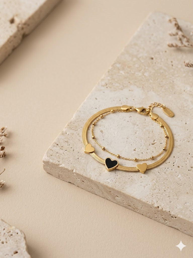Dual Heart Gold Bracelet