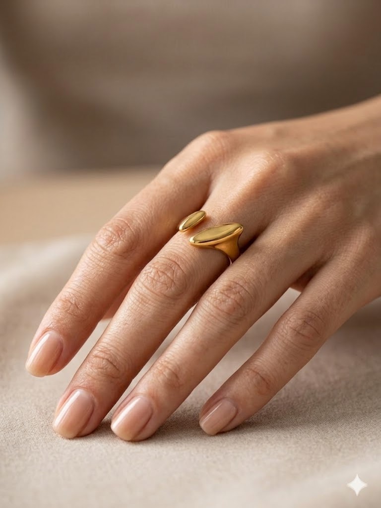 Minimal Sculpted Open Gold Ring