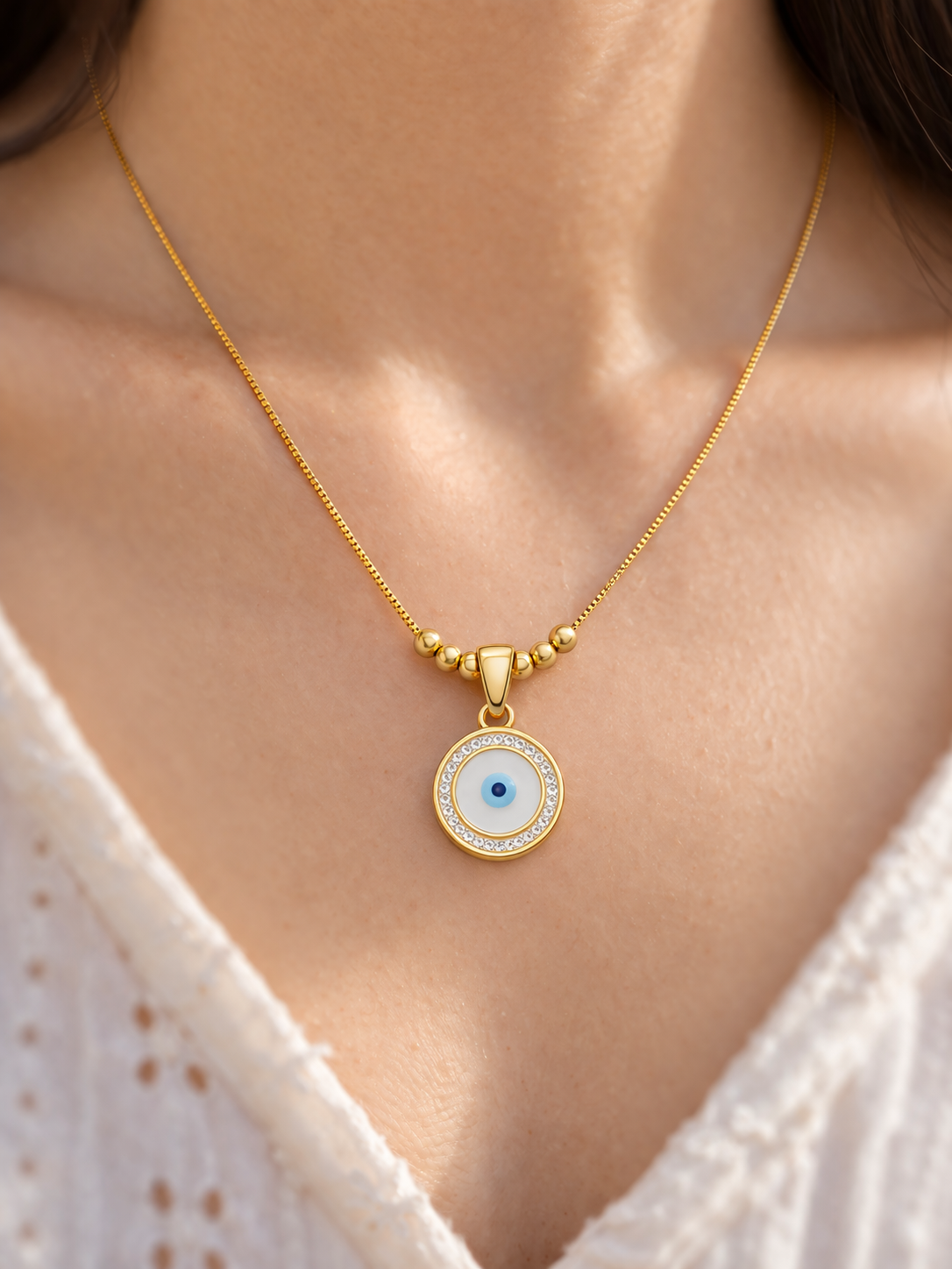 Evil Eye Aura Gold Necklace