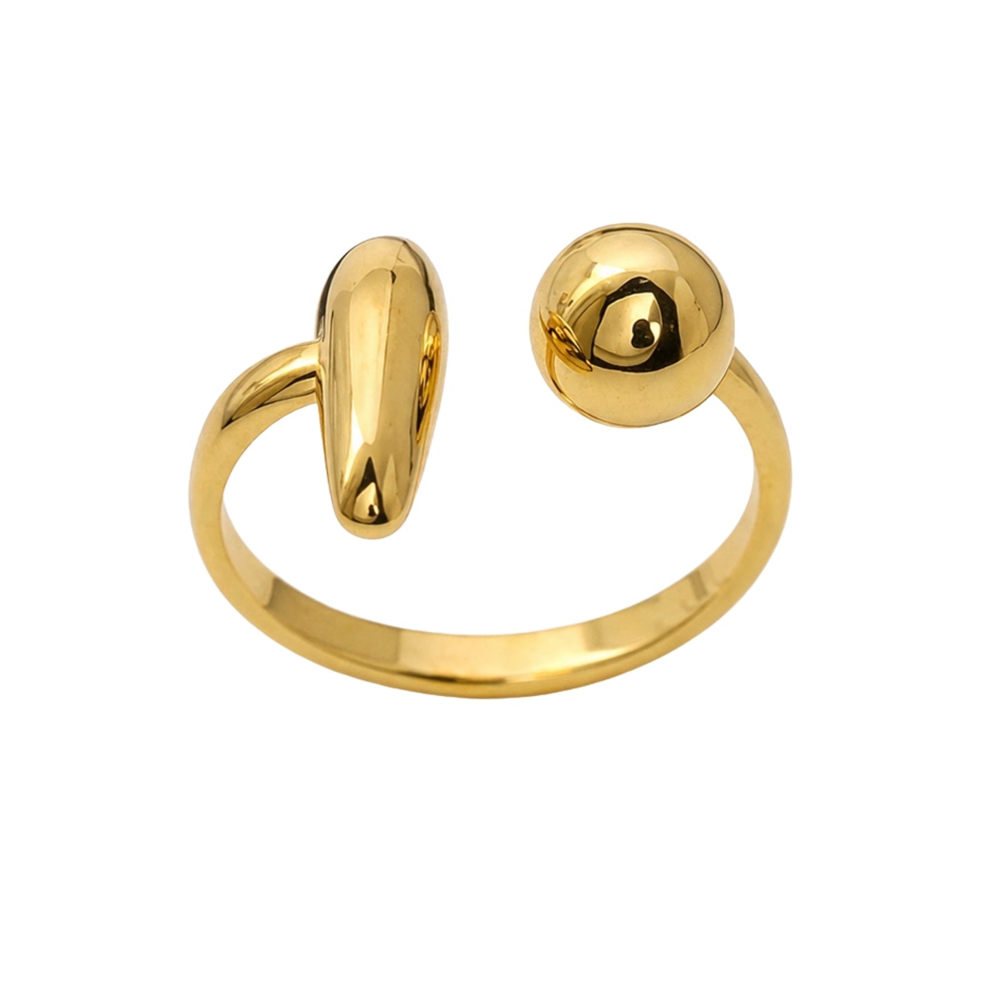 Dual Orb Open Gold-Tone Minimalist Ring