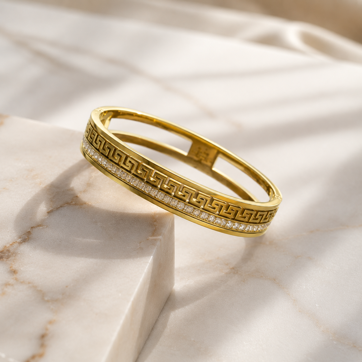 Imperial Greek Crystal Cuff Bracelet