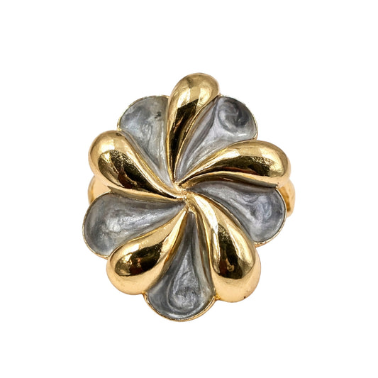 Dual-Tone Sculpted Petal Statement Ring