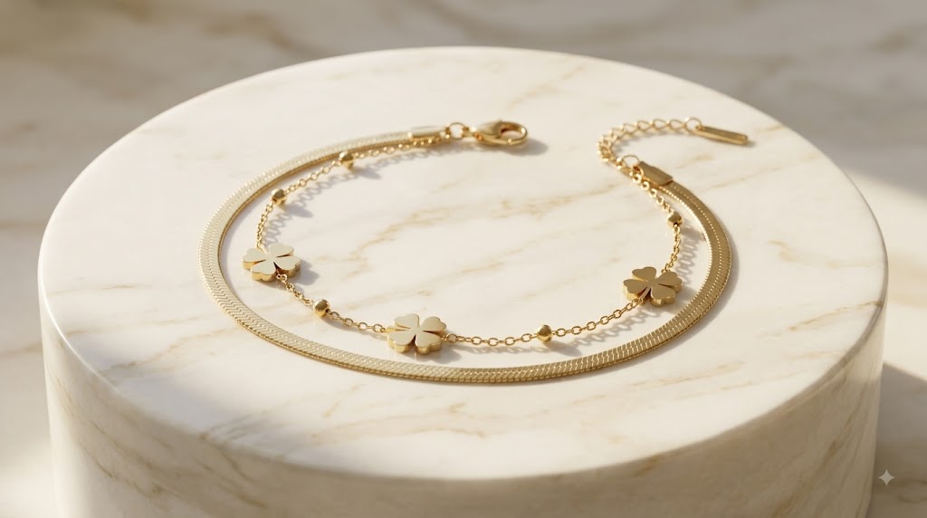 Clover Luxe Double-Layer Bracelet
