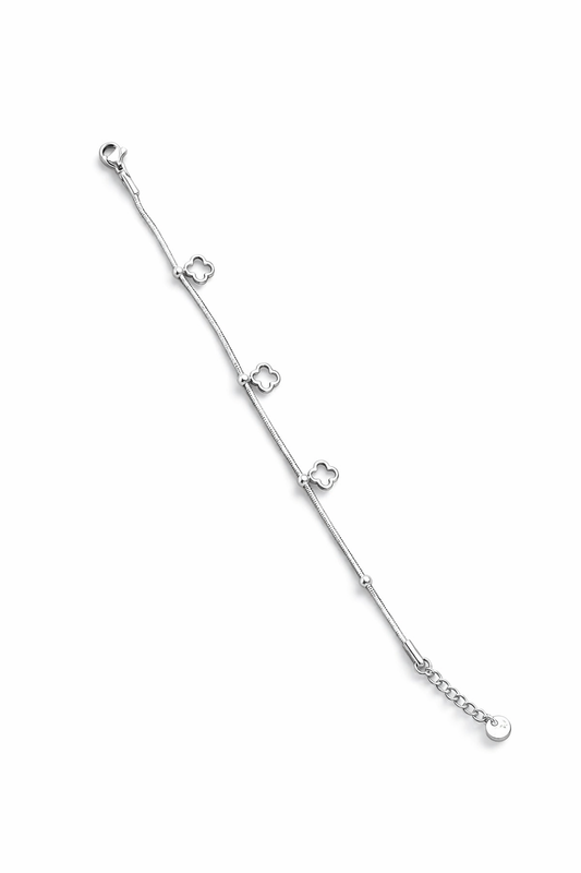 Noir Clover Chain Bracelet – Silver Edition