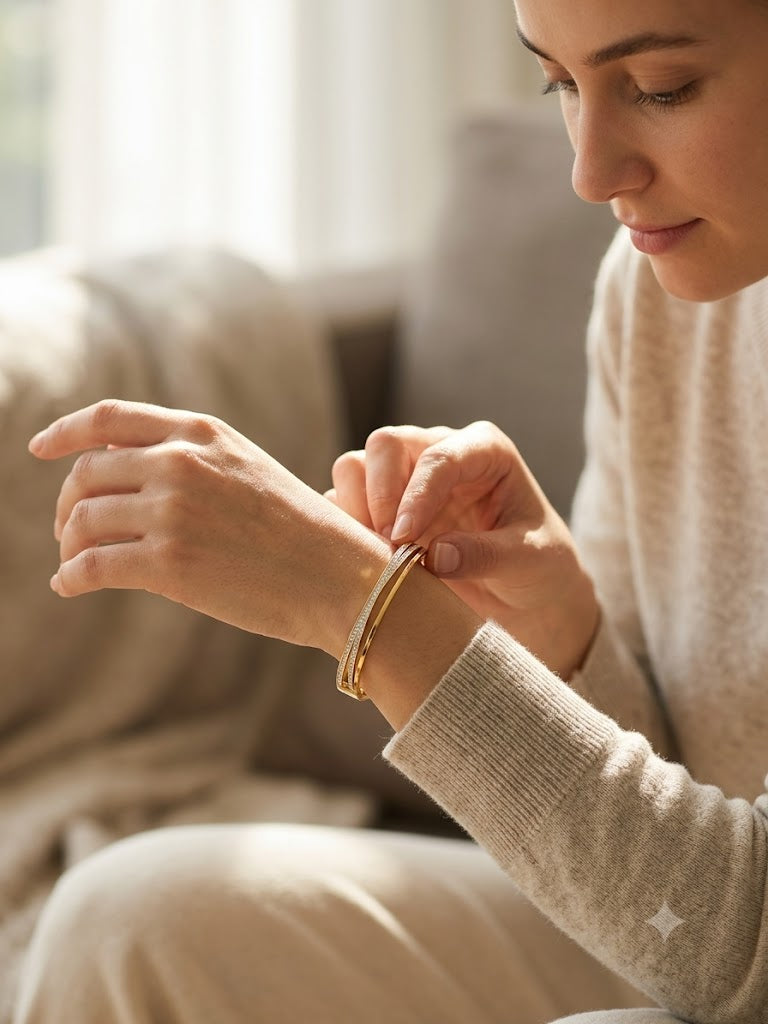 Luxe Infinity Crystal Gold Cuff Bracelet