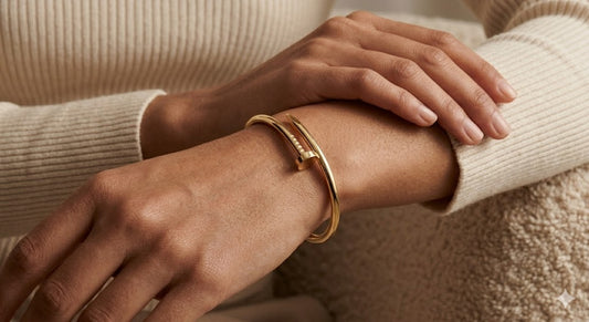 Iconic Nail Gold-Tone Statement Bangle