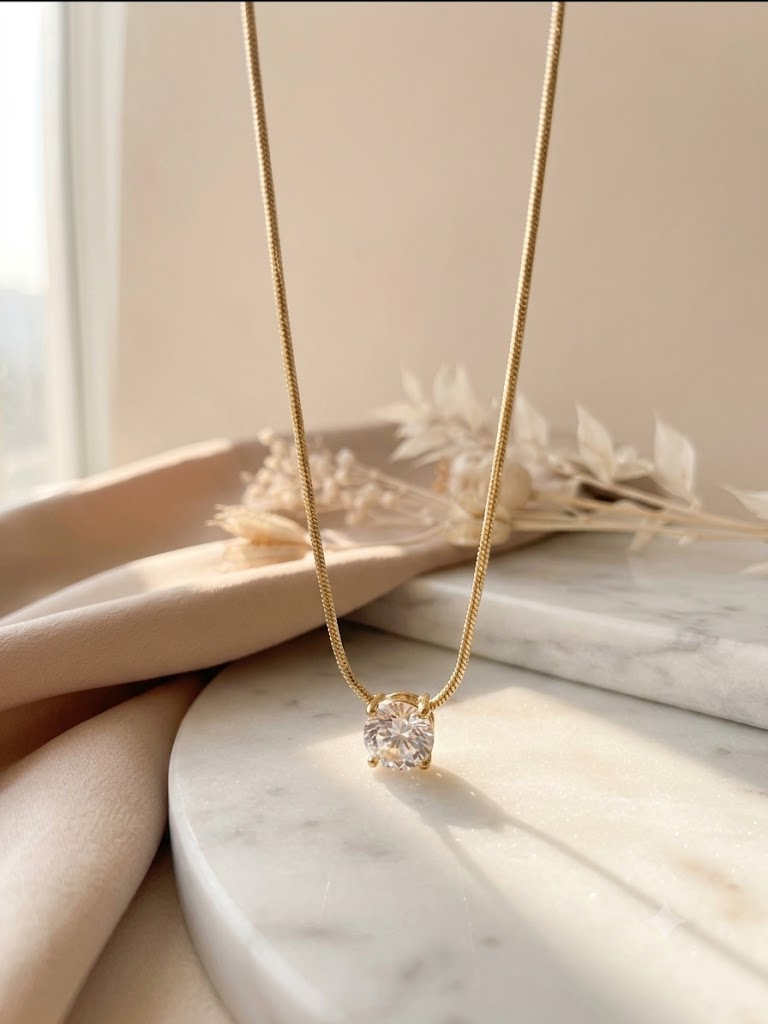 Celeste Solitaire Pendant Necklace
