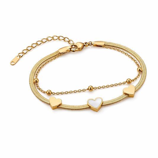 Golden Harmony Dual-Layer Heart Bracelet