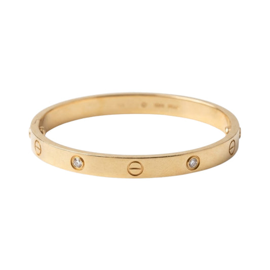 Timeless Screw Motif Gold-Tone Crystal Bangle