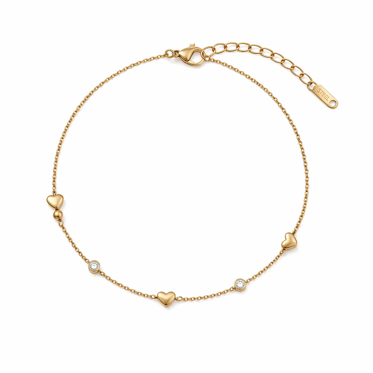 Gold Heart Charms Bracelet