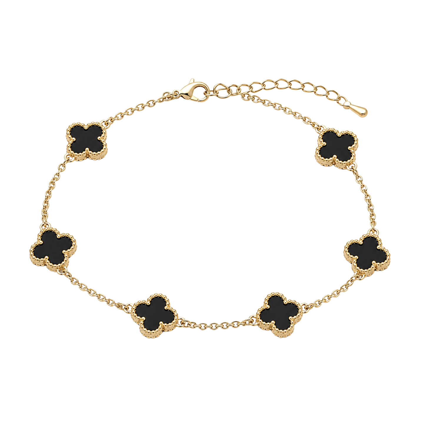 Midnight Clover Charm Gold Bracelet