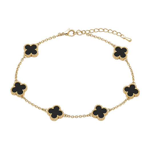 Midnight Clover Charm Gold Bracelet