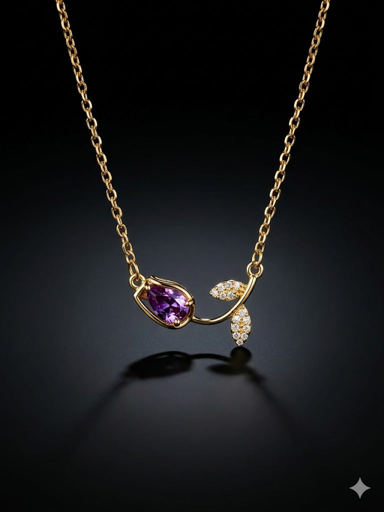 Rosé Drop Leaf Necklace