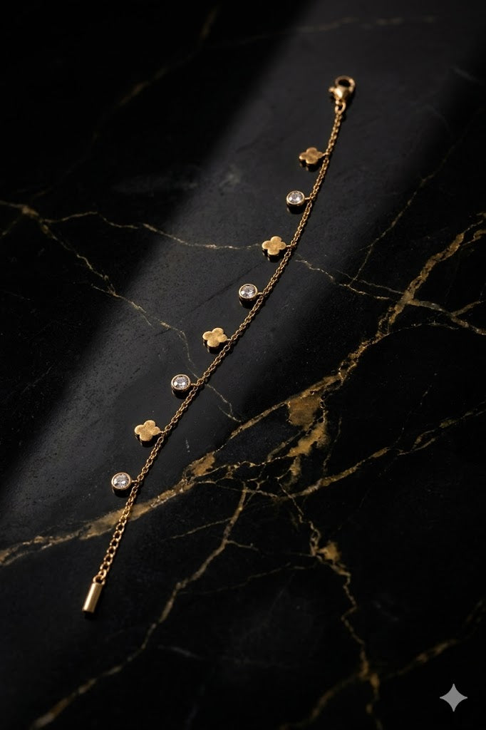 Gold Clover Charms Bracelet
