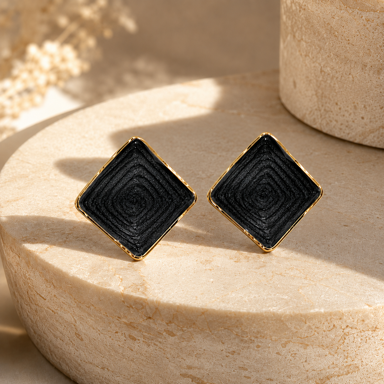 Midnight Geometric Statement Stud Earrings