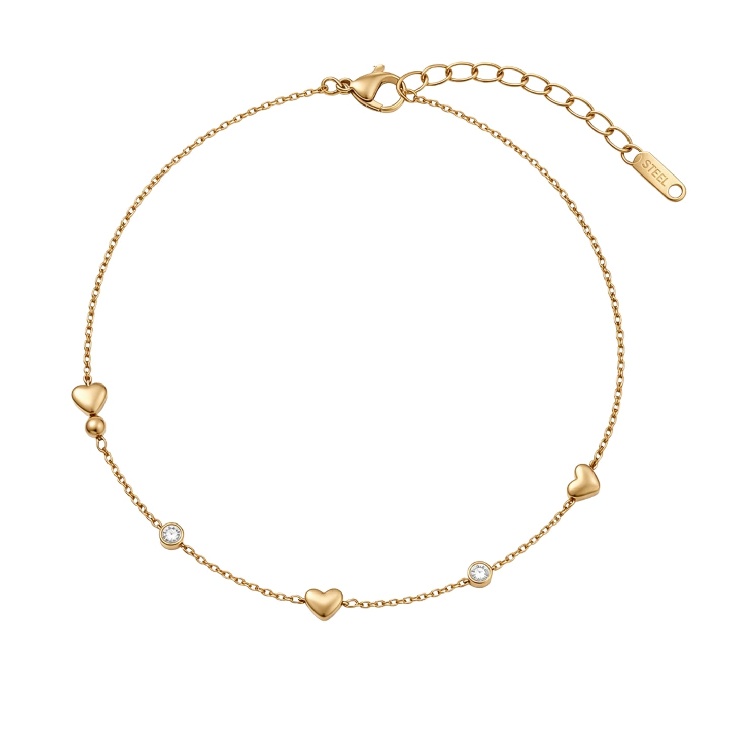 Gold Heart Charms Bracelet