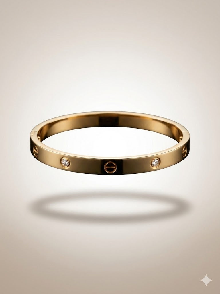 Timeless Screw Motif Gold-Tone Crystal Bangle