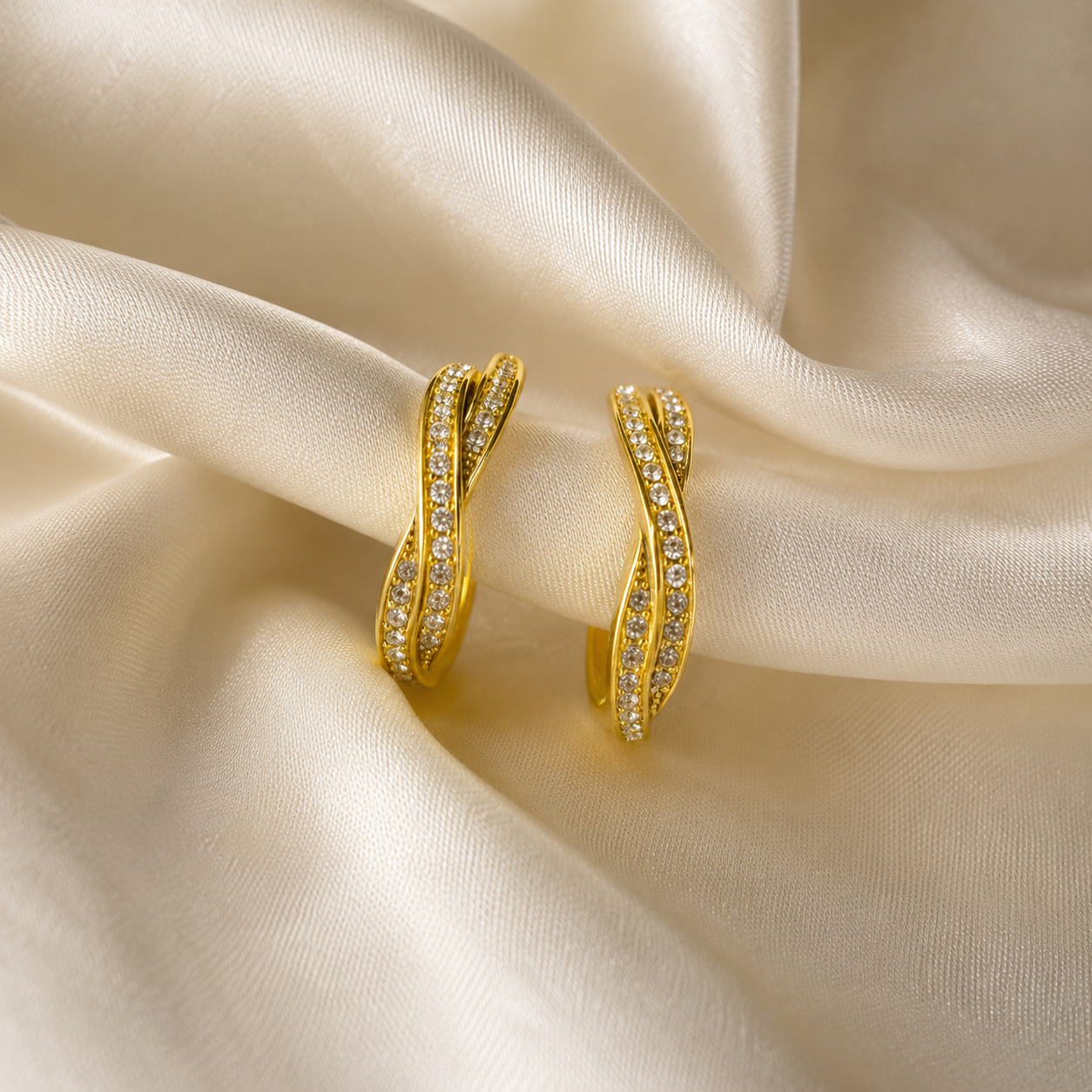 Crystal Twist Hoop Earrings