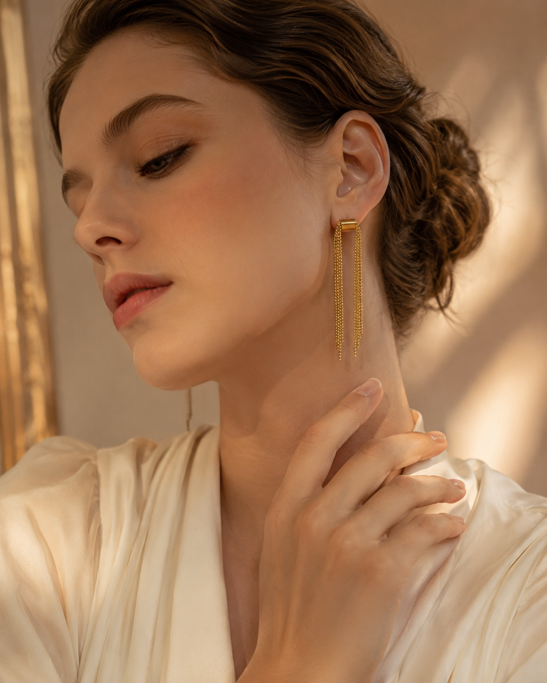 Golden Cascade Tassel Drop Earrings