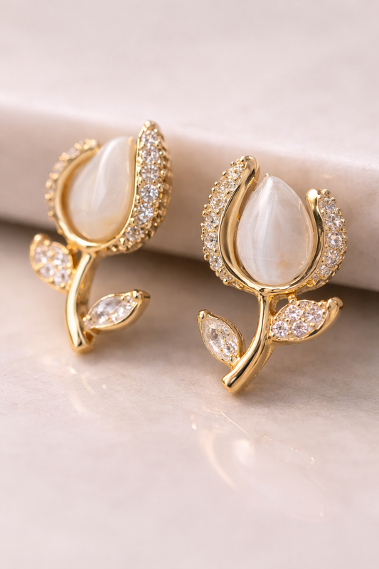 Bloom Crystal Petal Stud Earrings