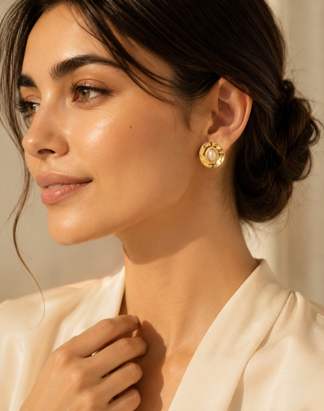 Aurelia Pearl Medallion Stud Earrings