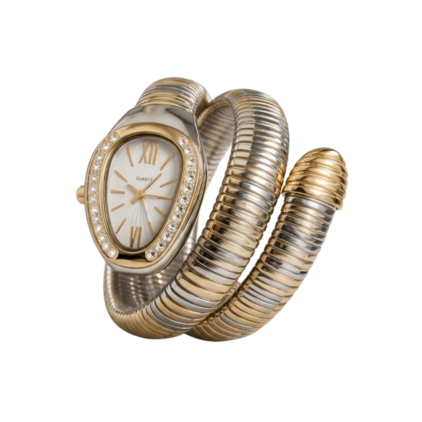 Serpentine Coil Gold-Tone Luxury Bracelet Watch