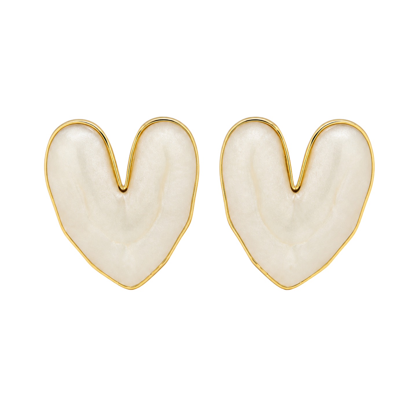 Ivory Heart Enamel Stud Earrings