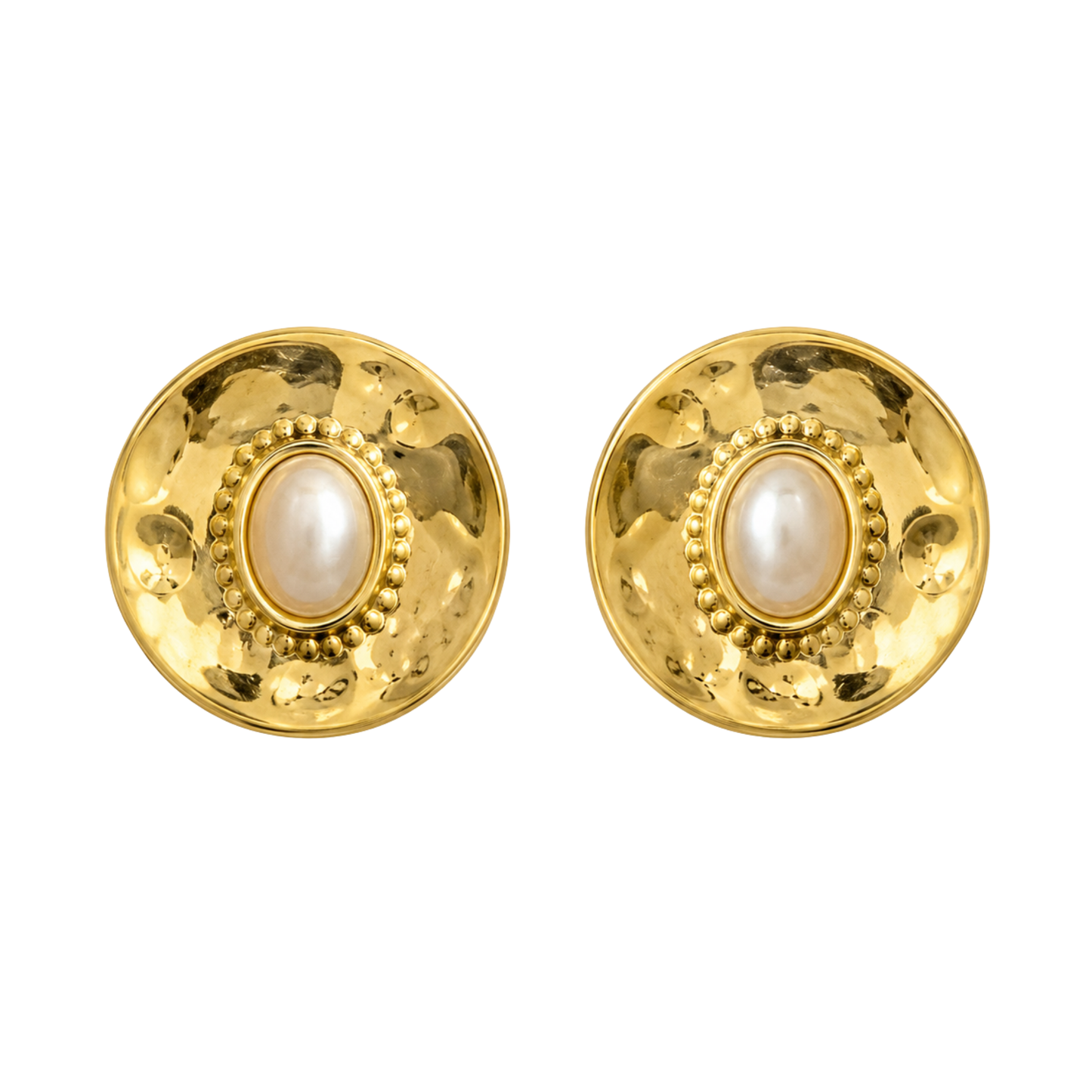 Aurelia Pearl Medallion Stud Earrings