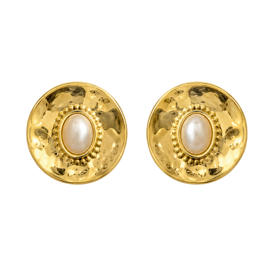 Aurelia Pearl Medallion Stud Earrings