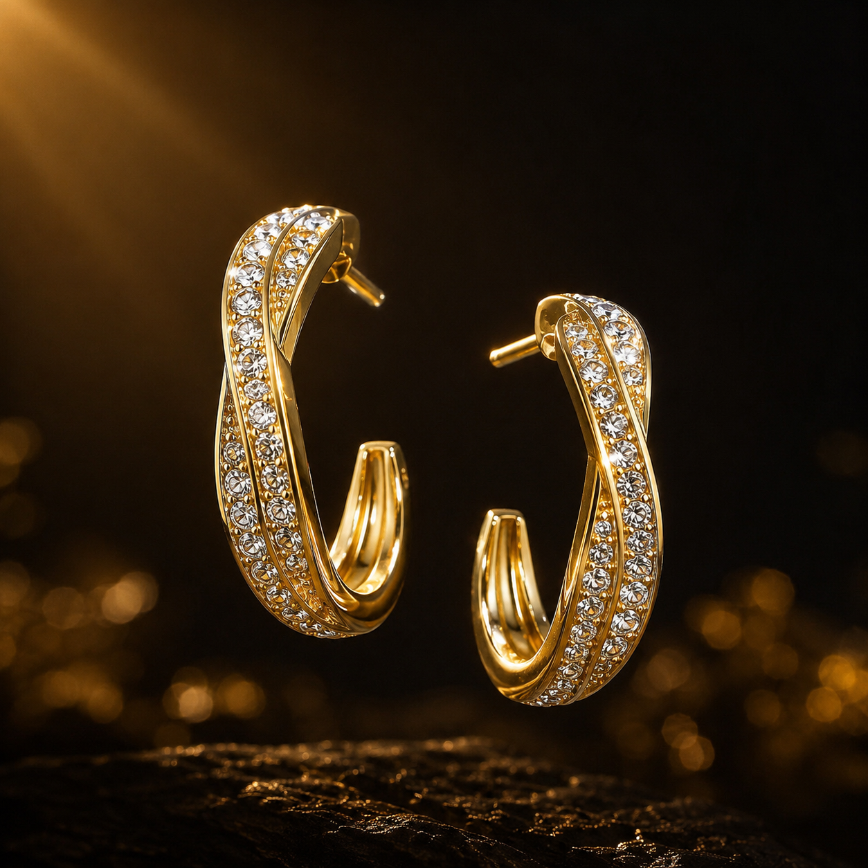 Crystal Twist Hoop Earrings