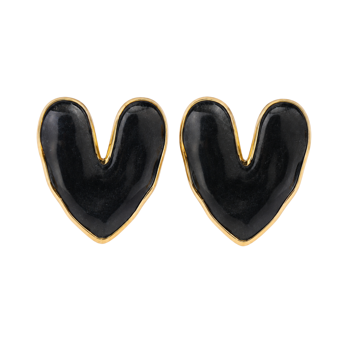 Midnight Heart Enamel Stud Earrings