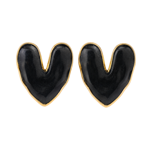 Midnight Heart Enamel Stud Earrings