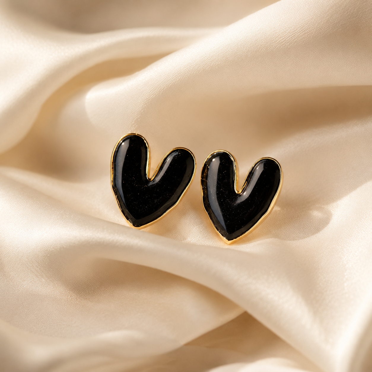 Midnight Heart Enamel Stud Earrings