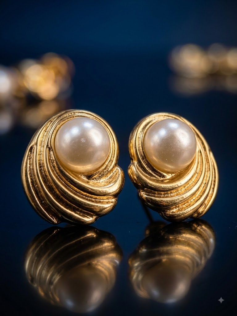 Gold-Plated Pearl Statement Earrings