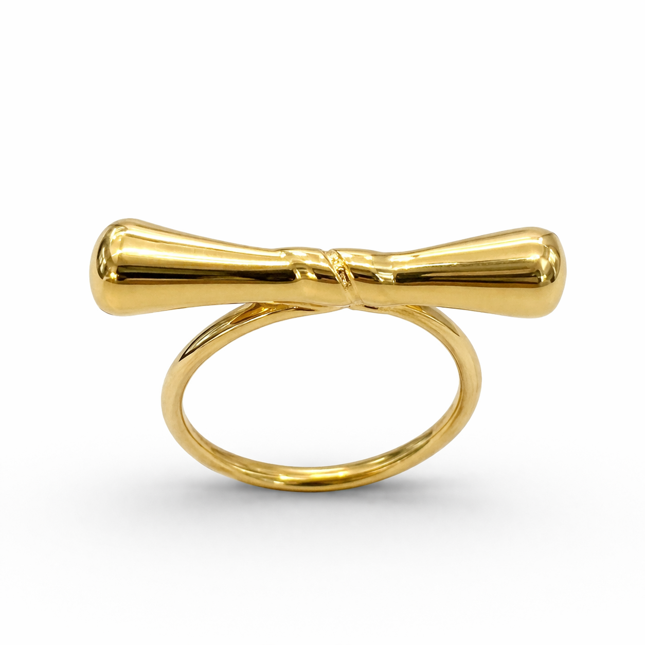 Minimal Bar Gold-Tone Sculpted Statement Ring