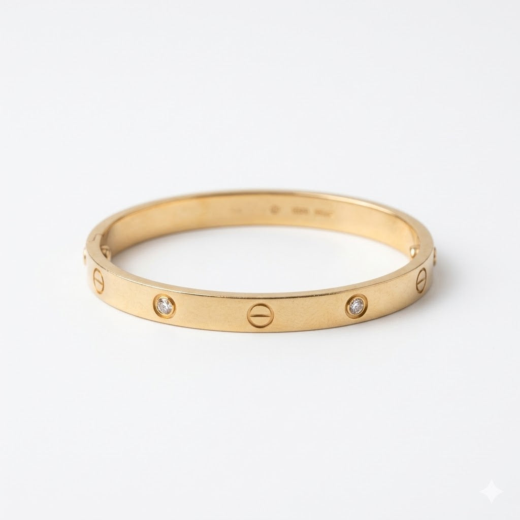 Timeless Screw Motif Gold-Tone Crystal Bangle