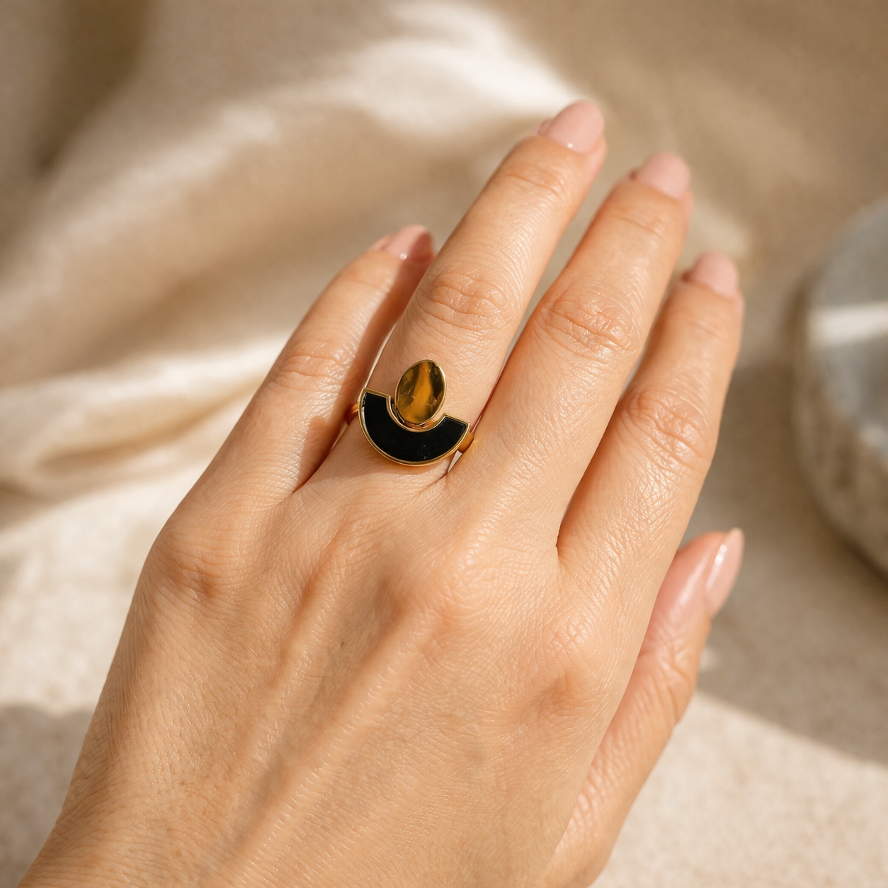 Golden Eclipse Statement Ring